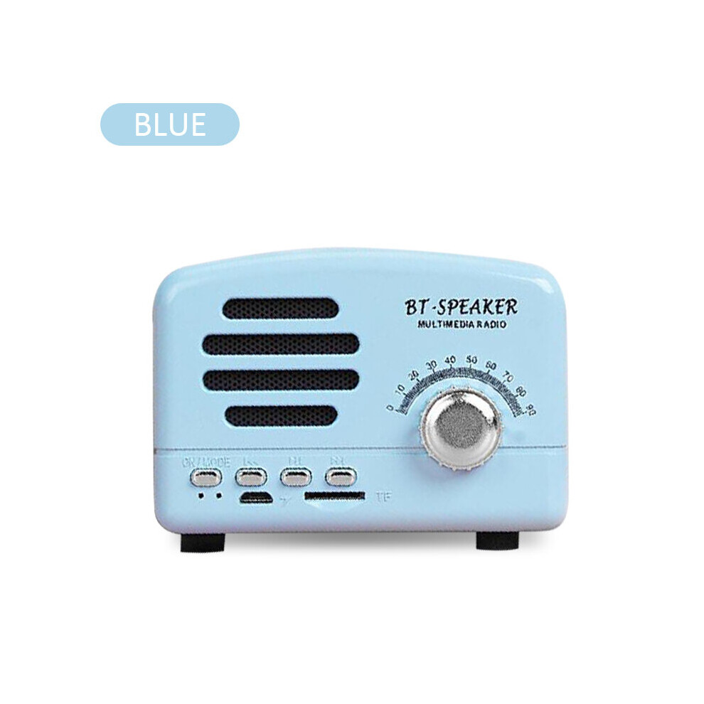 (A- Speaker) Retro Mini Tooth-Compatible Speaker Wireless Portable Speaker 3D Stereo Surround Subwoofer Support Tf Card/Fm Radio Blue 4851195417861