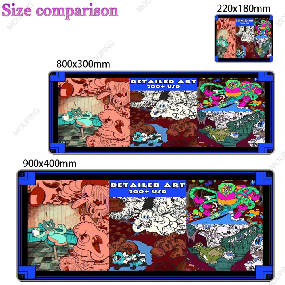 (A-1 600X350x2mm) Kawaii Large Mouse Pad Anime Gamer Carpet Keyboard Mousepad Japanese Art Deskmat Desk Accessories Mouse Mats Grey 4855358029519