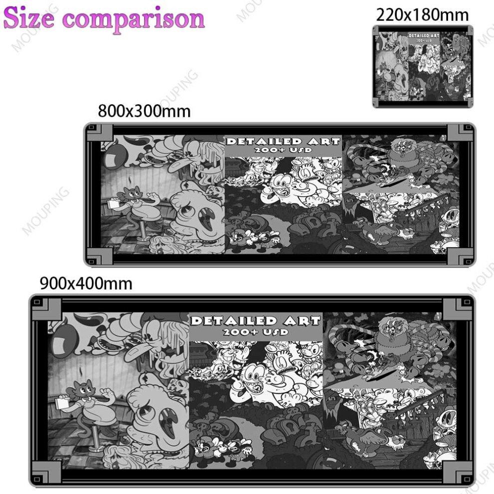 (A-3 900X350x3mm) Kawaii Large Mouse Pad Anime Gamer Carpet Keyboard Mousepad Japanese Art Deskmat Desk Accessories Mouse Mats Grey 4855358031130