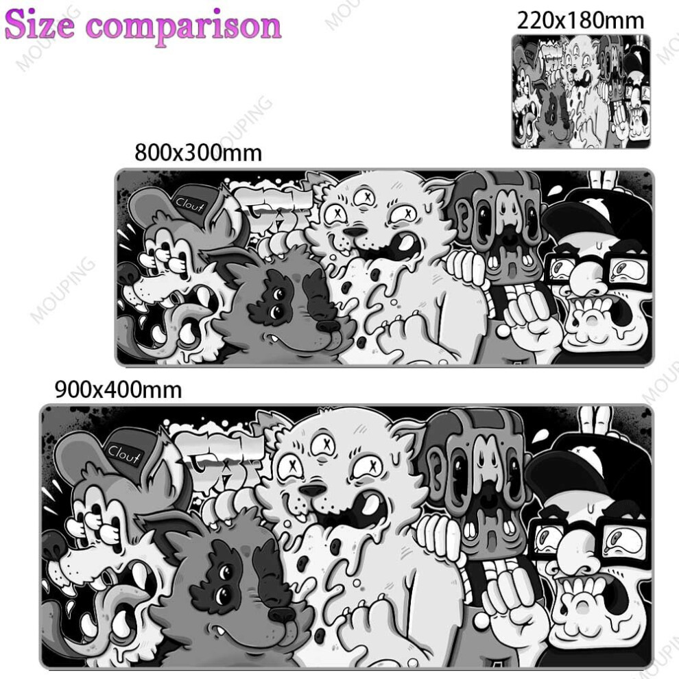 (A-15 800X400x2mm) Kawaii Large Mouse Pad Anime Gamer Carpet Keyboard Mousepad Japanese Art Deskmat Desk Accessories Mouse Mats Grey 4855358030270