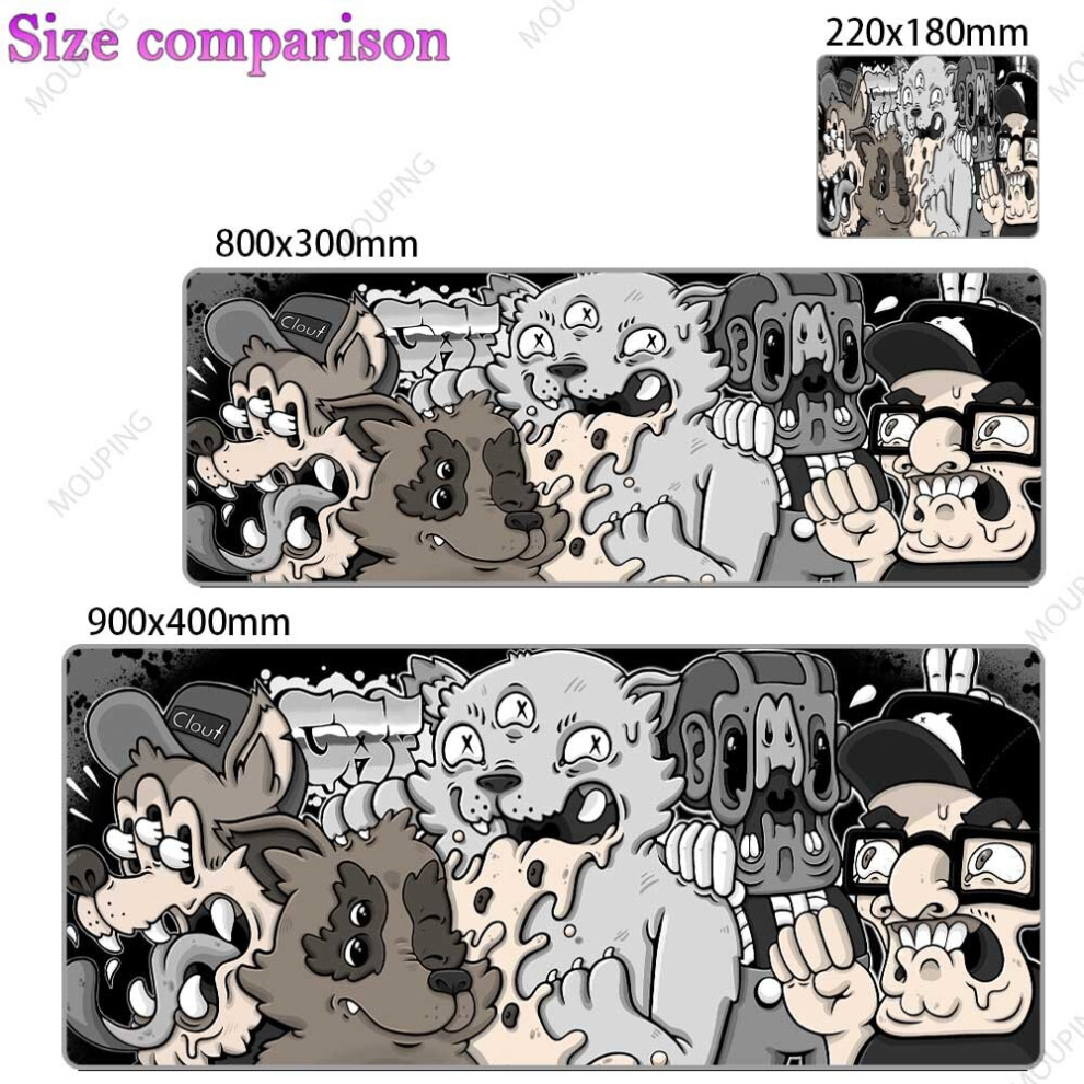 (A-20 900X400x2mm) Kawaii Large Mouse Pad Anime Gamer Carpet Keyboard Mousepad Japanese Art Deskmat Desk Accessories Mouse Mats Grey 4855358031024
