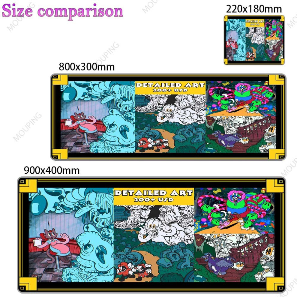(A-7 900X400x3mm) Kawaii Large Mouse Pad Anime Gamer Carpet Keyboard Mousepad Japanese Art Deskmat Desk Accessories Mouse Mats Grey 4855358031635