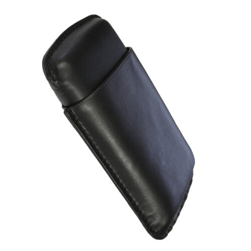 Quality Black Leather Triple Cigar Case