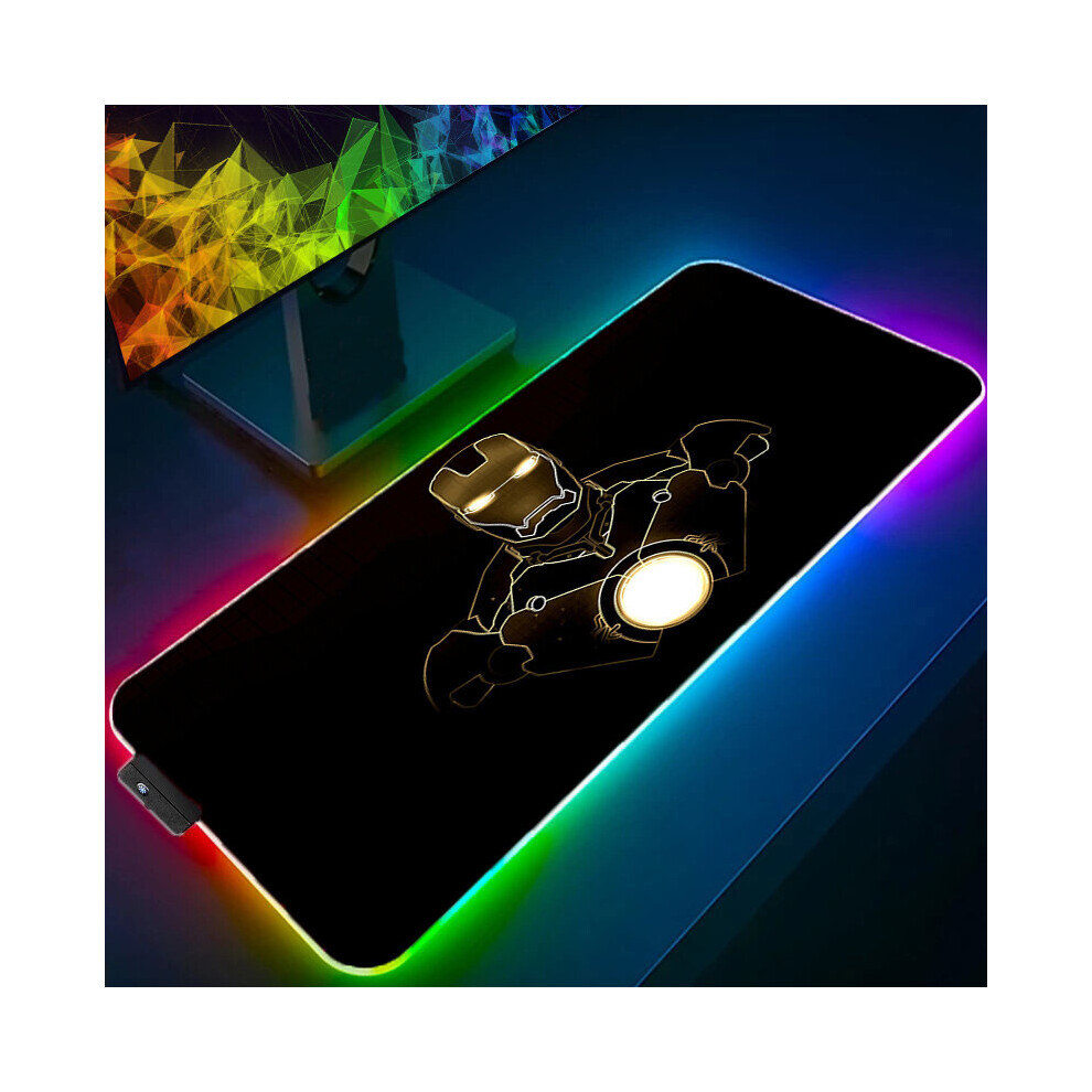 (A-Iron Man (6) 600X300x3mm) Marvel Iron Man Rgb Mouse Pad Gaming Computer The Avengers Mousepad Keyboard Xxl Led Gamer Republic Of Gamers Carpet Desk 4855357979105