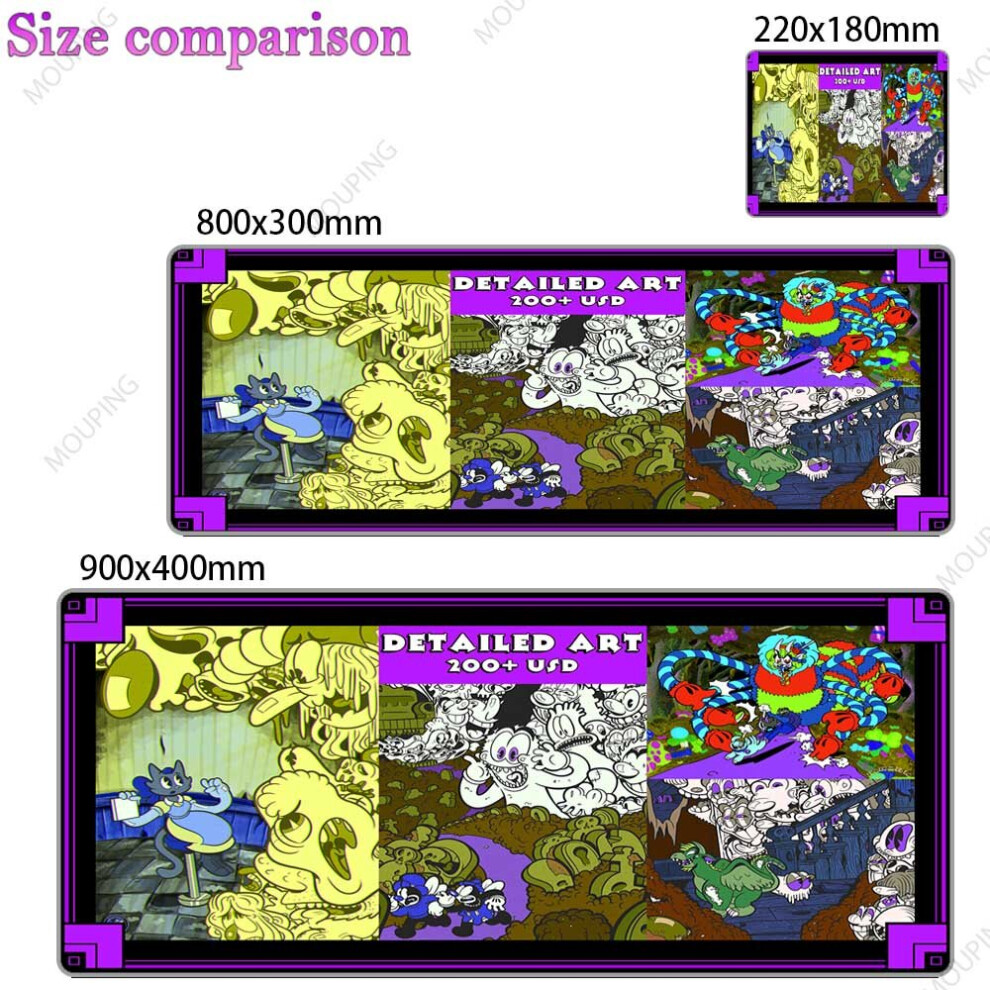 (A-2 600X350x2mm) Kawaii Large Mouse Pad Anime Gamer Carpet Keyboard Mousepad Japanese Art Deskmat Desk Accessories Mouse Mats Grey 4855358030836
