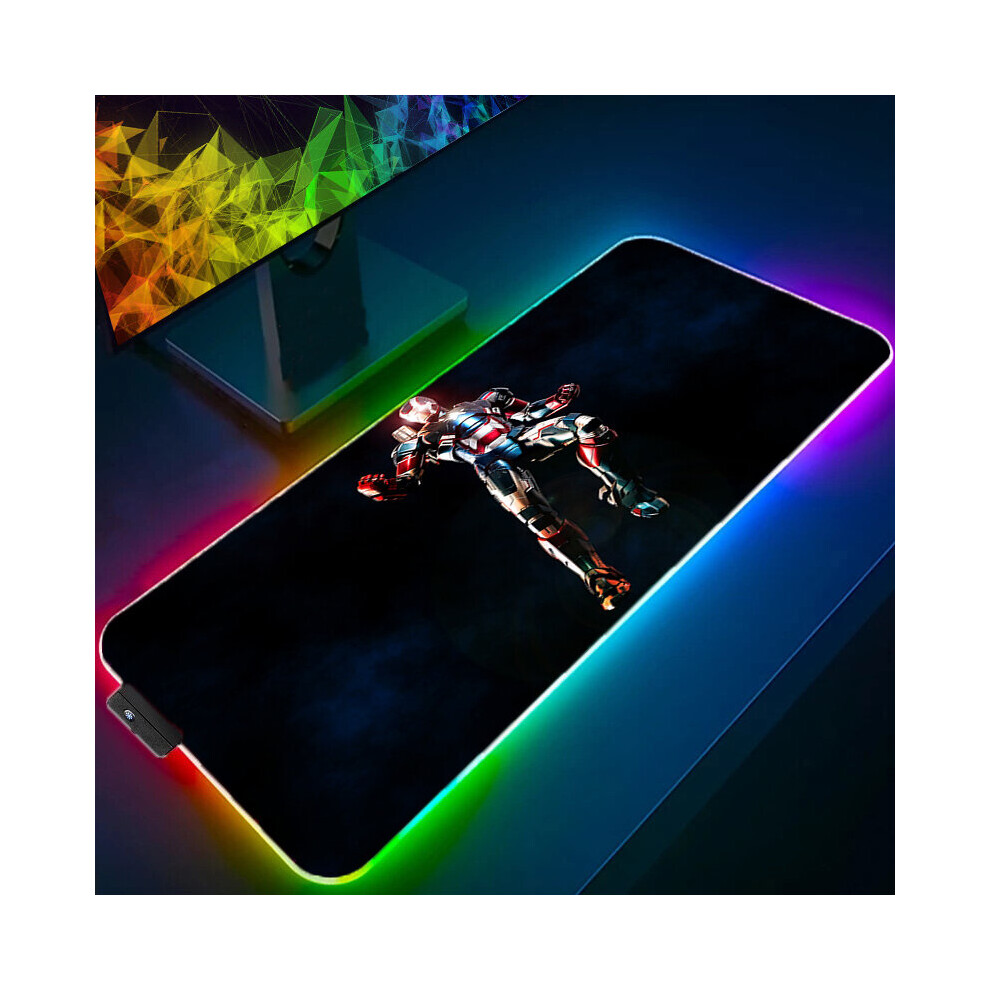 (A-Iron Man (20) 800X300x3mm) Marvel Iron Man Rgb Mouse Pad Gaming Computer The Avengers Mousepad Keyboard Xxl Led Gamer Republic Of Gamers Carpet Des 4855357979006