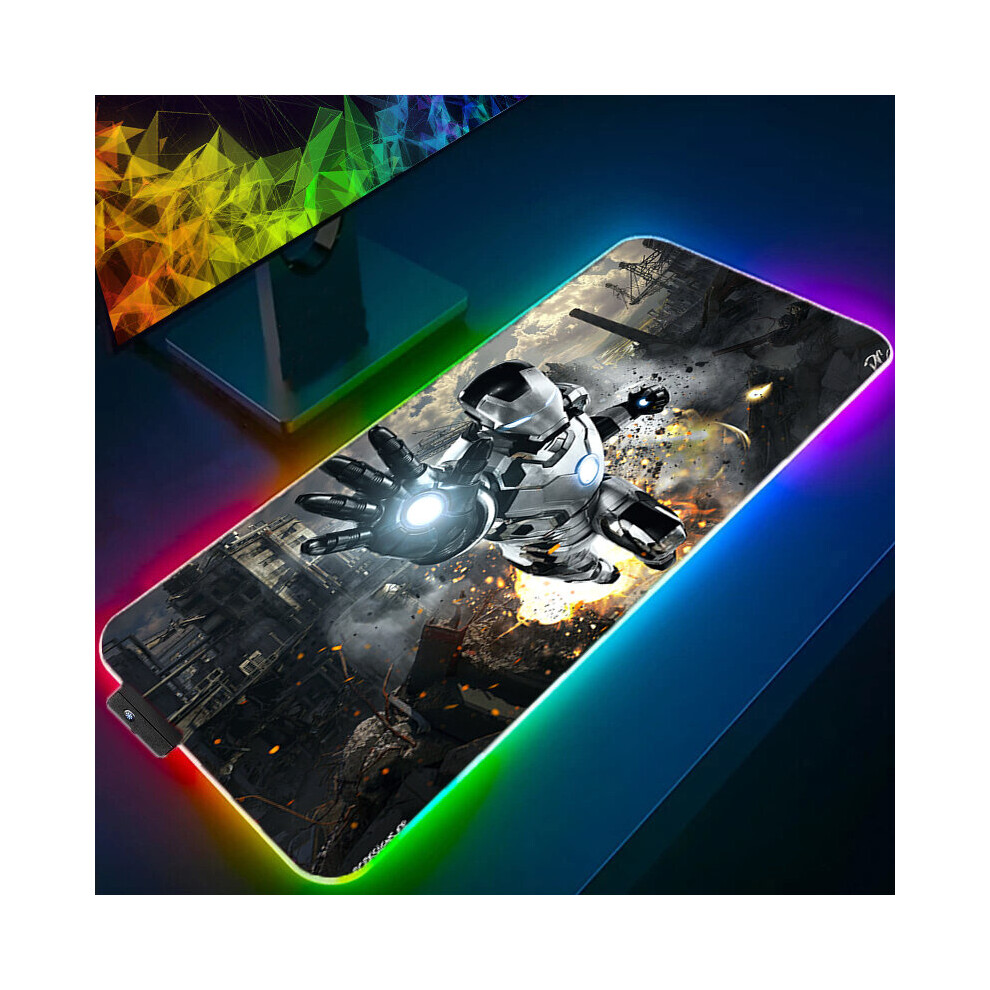 (A-Iron Man (1)1 900X400x3mm) Marvel Iron Man Rgb Mouse Pad Gaming Computer The Avengers Mousepad Keyboard Xxl Led Gamer Republic Of Gamers Carpet Des 4855357978597