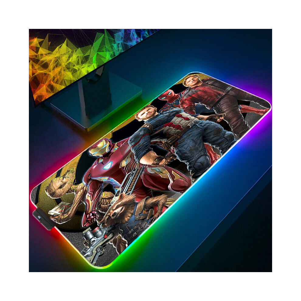 (A-The Avengers (53) 600X300x3mm) Marvel Iron Man Rgb Mouse Pad Gaming Computer The Avengers Mousepad Keyboard Xxl Led Gamer Republic Of Gamers Carpet 4855357980125