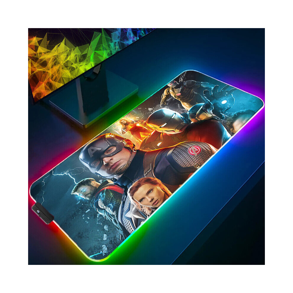 (A-The Avengers (25) 800X300x3mm) Marvel Iron Man Rgb Mouse Pad Gaming Computer The Avengers Mousepad Keyboard Xxl Led Gamer Republic Of Gamers Carpet 4855357979907