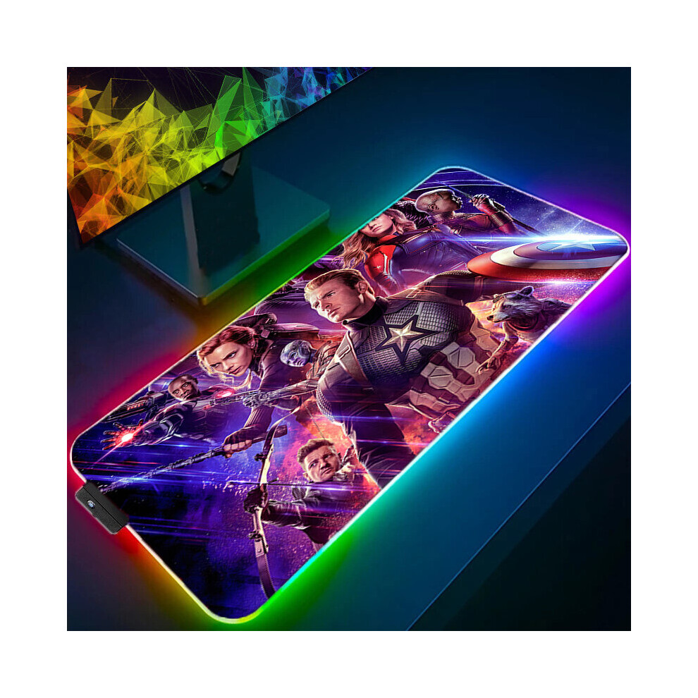 (A-The Avengers (15) 800X300x3mm) Marvel Iron Man Rgb Mouse Pad Gaming Computer The Avengers Mousepad Keyboard Xxl Led Gamer Republic Of Gamers Carpet 4855357979662
