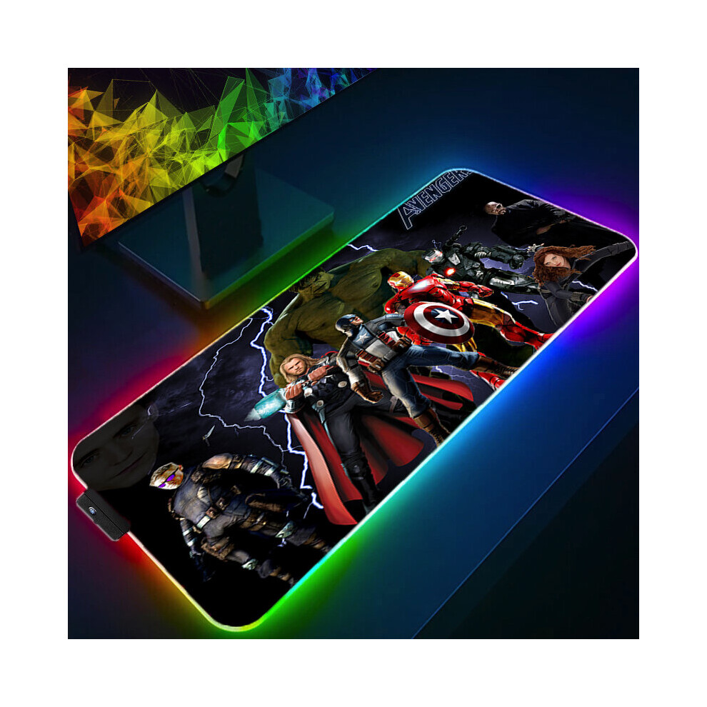 (A-The Avengers (30) 800X300x3mm) Marvel Iron Man Rgb Mouse Pad Gaming Computer The Avengers Mousepad Keyboard Xxl Led Gamer Republic Of Gamers Carpet 4855357979969
