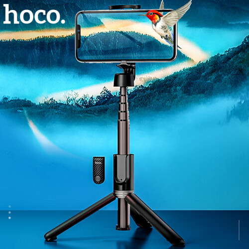 (a-Black) Hoco Wireless Bluetooth Selfie Stick Handheld Smart Phone Camera Tripod with Wireless Remote For iPhone X Samsung Huawei Android 1