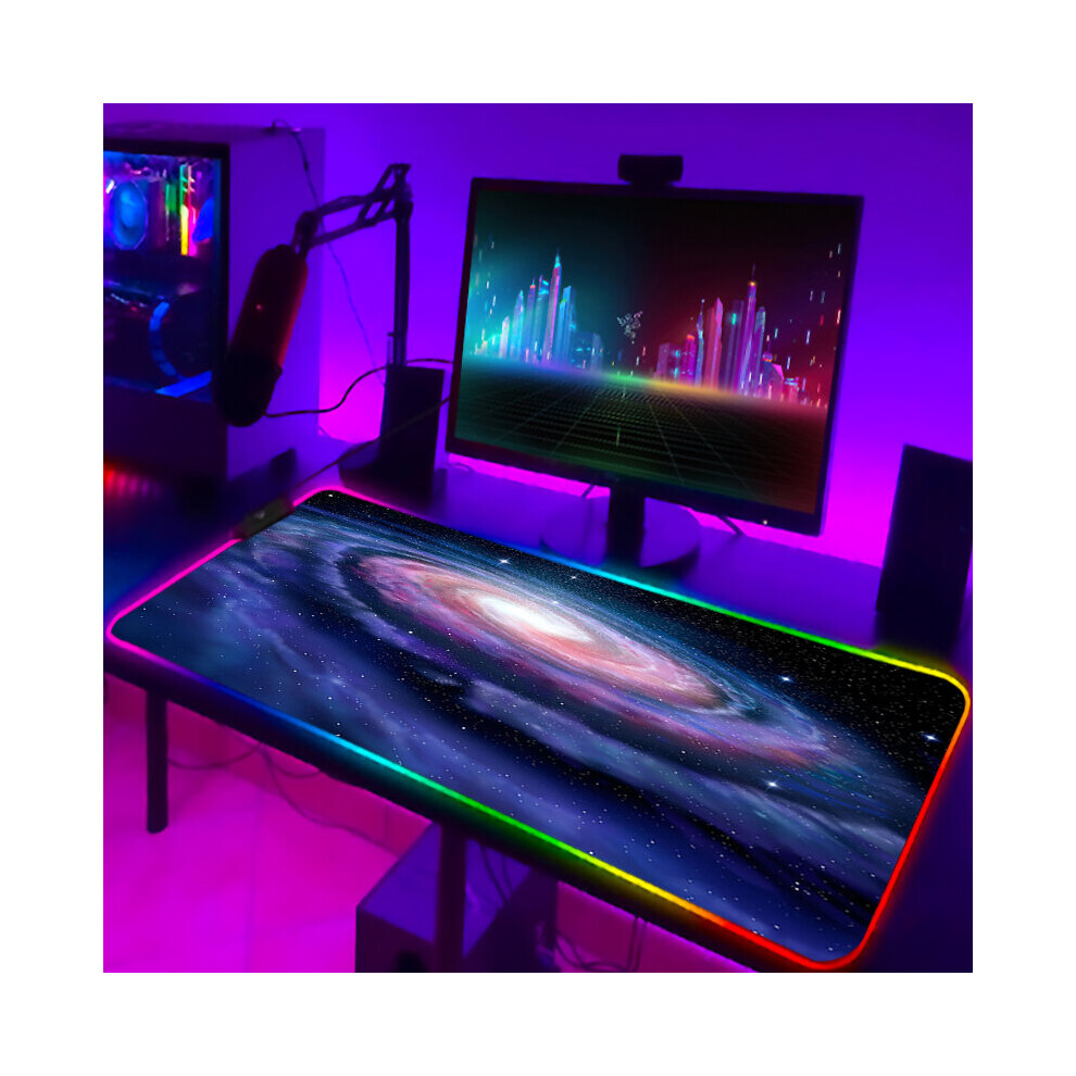 (A-Gb000268 250X350x3mm) Gamer Keyboard Pad Rgb Luminous Outer Space Desk Carpet With Wire Gaming Mouse Mat Backlight Pc Accessories Mousepad Anime Ma 4855357903582