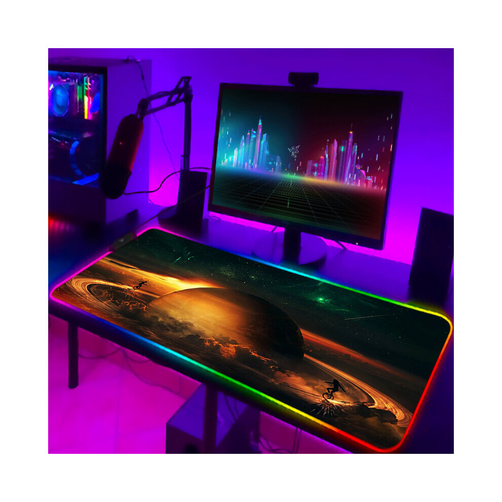 (A-Gb000265 300X350x3mm) Gamer Keyboard Pad Rgb Luminous Outer Space Desk Carpet With Wire Gaming Mouse Mat Backlight Pc Accessories Mousepad Anime Ma 4855357903322
