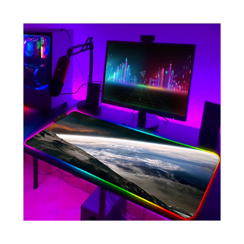 (A-Gb000270 300X350x3mm) Gamer Keyboard Pad Rgb Luminous Outer Space Desk Carpet With Wire Gaming Mouse Mat Backlight Pc Accessories Mousepad Anime Ma 4855357903773
