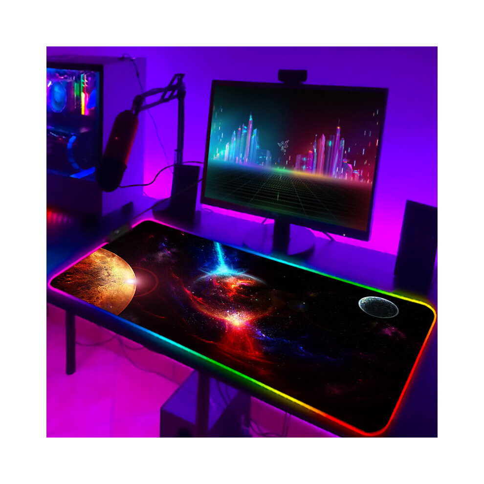 (A-Gb000261 300X350x3mm) Gamer Keyboard Pad Rgb Luminous Outer Space Desk Carpet With Wire Gaming Mouse Mat Backlight Pc Accessories Mousepad Anime Ma 4855357902967