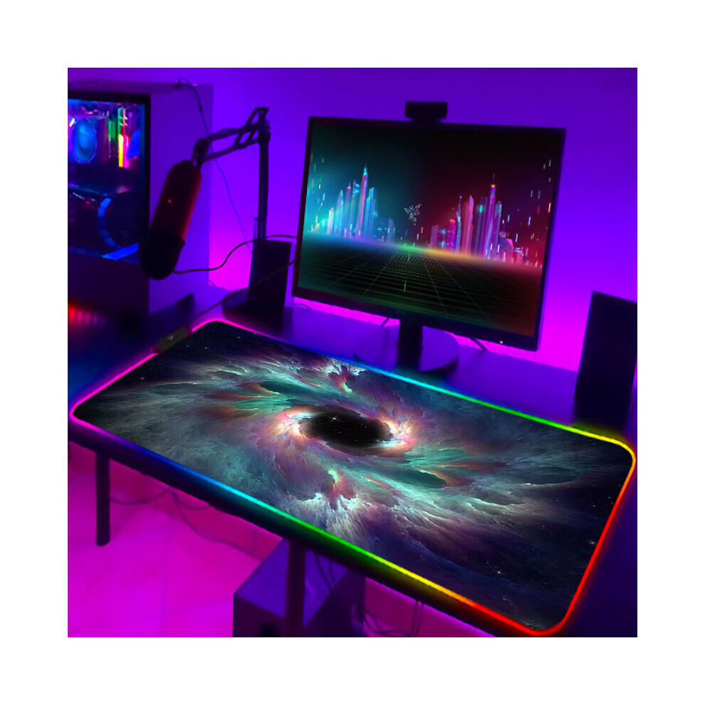 (A-Gb000273 300X350x3mm) Gamer Keyboard Pad Rgb Luminous Outer Space Desk Carpet With Wire Gaming Mouse Mat Backlight Pc Accessories Mousepad Anime Ma 4855357904046