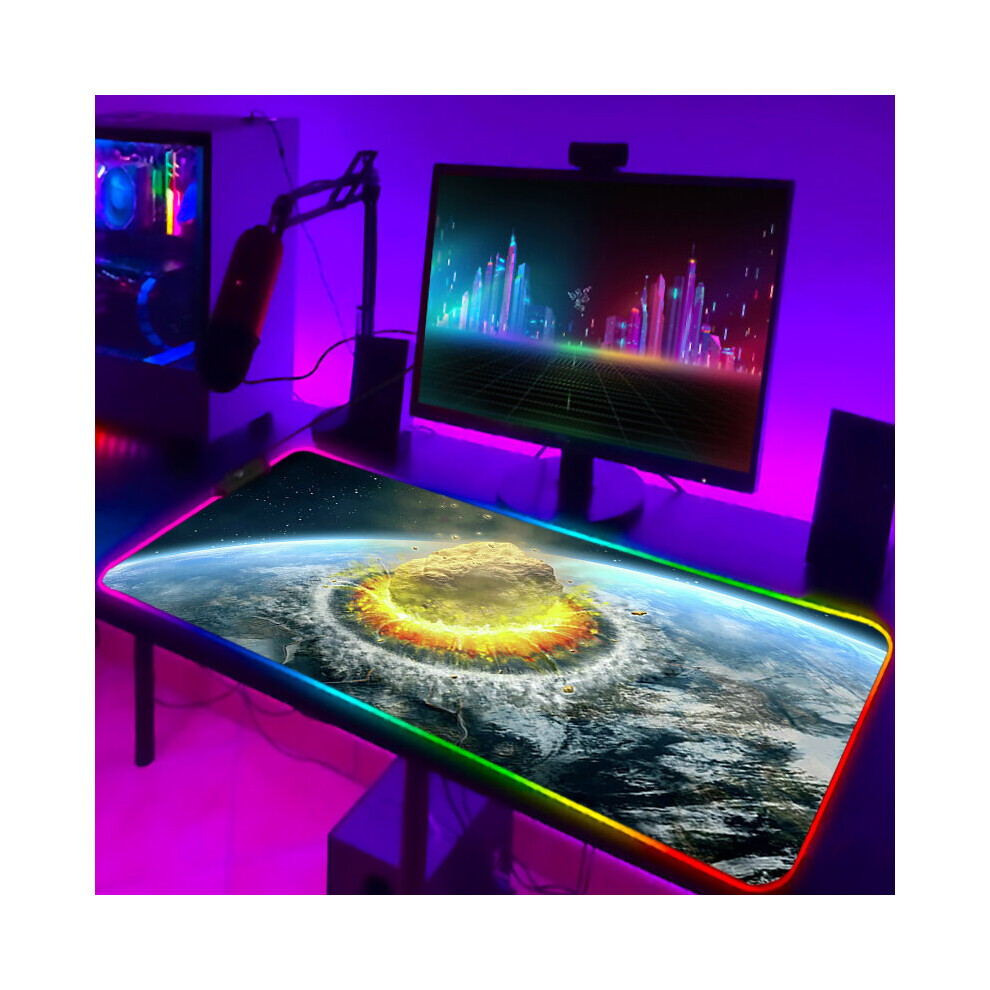 (A-Gb000264 300X600x3mm) Gamer Keyboard Pad Rgb Luminous Outer Space Desk Carpet With Wire Gaming Mouse Mat Backlight Pc Accessories Mousepad Anime Ma 4855357903247