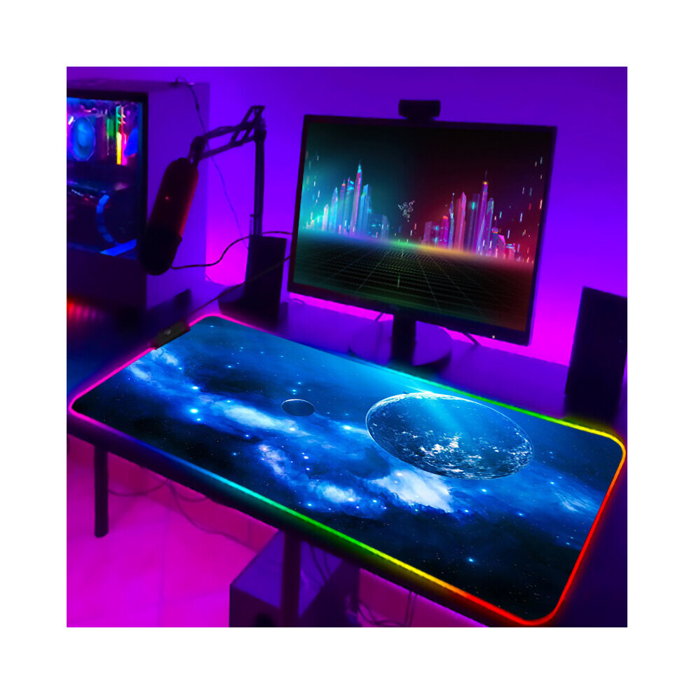 (A-Gb000272 300X350x3mm) Gamer Keyboard Pad Rgb Luminous Outer Space Desk Carpet With Wire Gaming Mouse Mat Backlight Pc Accessories Mousepad Anime Ma 4855357903957
