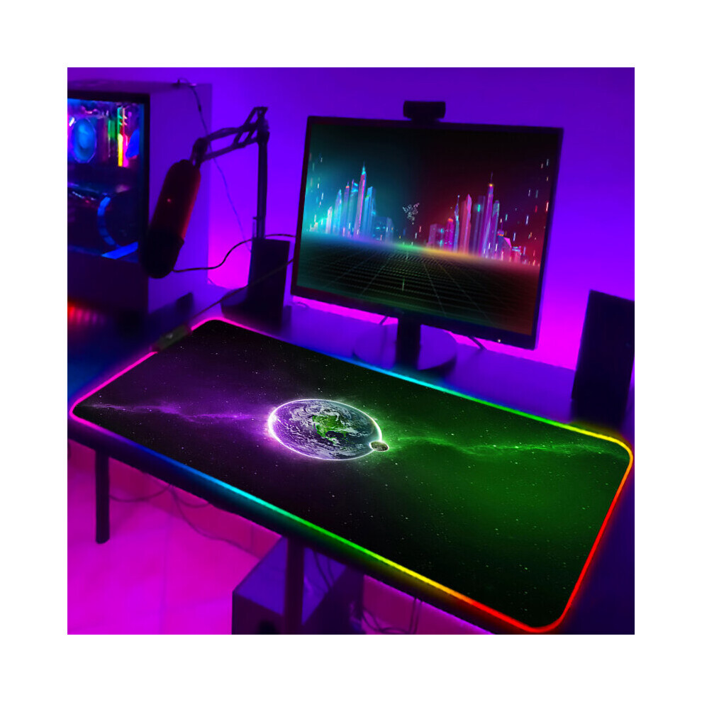 (A-Gb000269 300X800x3mm) Gamer Keyboard Pad Rgb Luminous Outer Space Desk Carpet With Wire Gaming Mouse Mat Backlight Pc Accessories Mousepad Anime Ma 4855357903711