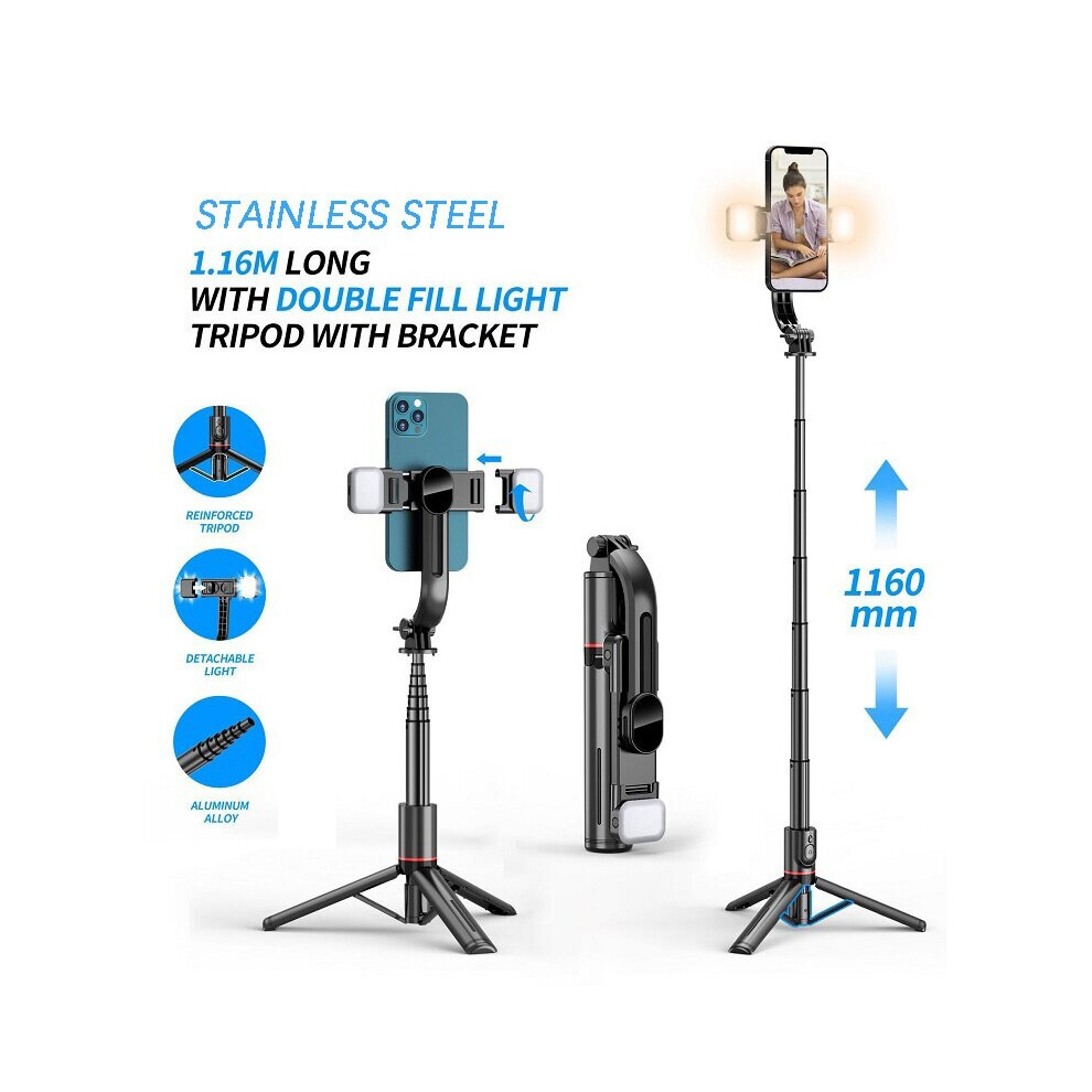(A-S-Dual S) Selfies Stick Selfie Sticks Cell Phone Tripod Smartphone Mount Holder Mobile Camera Stabilizer With Remote Shutter Fill Light 4855008112288