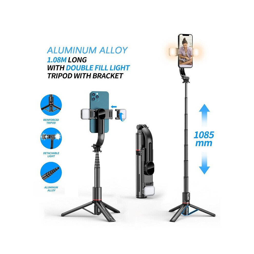 (A-A-Dual S) Selfies Stick Selfie Sticks Cell Phone Tripod Smartphone Mount Holder Mobile Camera Stabilizer With Remote Shutter Fill Light 4855008112257