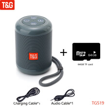 (a-Gray TF Card Speaker) T&G TG519 Wireless Bluetooth Speaker Outdoor Waterproof Portable  Stereo Loudspeaker Mini Small Music Player Handheld Speakers