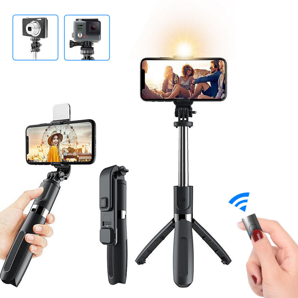 (A-) Selfie Stick Tripod Live Streaming Holder Bluetooth Selfstick Monopod Stand With Fill Remote Controller For Phone Cameras White/Light 4855008127183