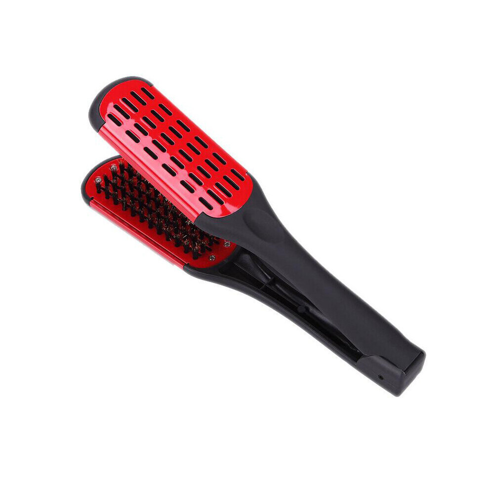 Dechoicelife Unisex Red (A-) Boar Bristle Hair Brush V-Shape Hair Splint Comb Straightener Anti Static Hairdresser Hairdressing Comb Salon Hair Styling Tools