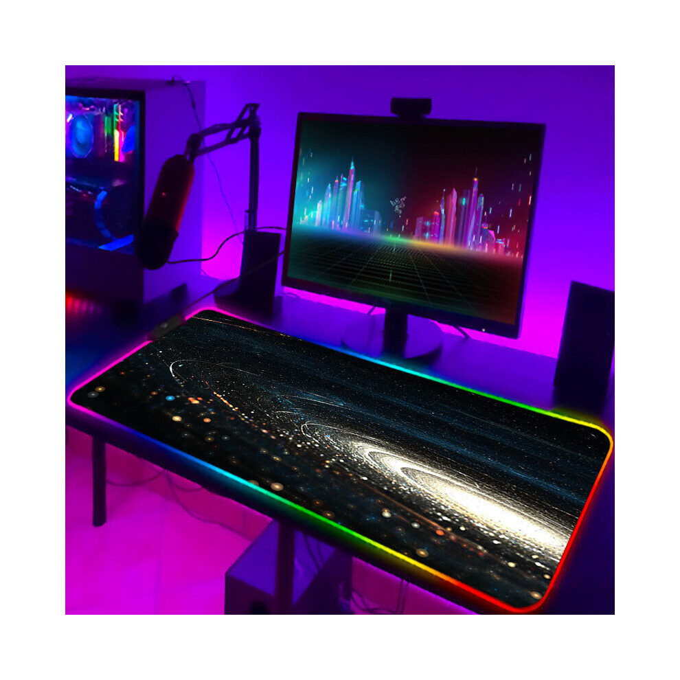 (A-Gb000263 350X900x3mm) Gamer Keyboard Pad Rgb Luminous Outer Space Desk Carpet With Wire Gaming Mouse Mat Backlight Pc Accessories Mousepad Anime Ma 4855357903209