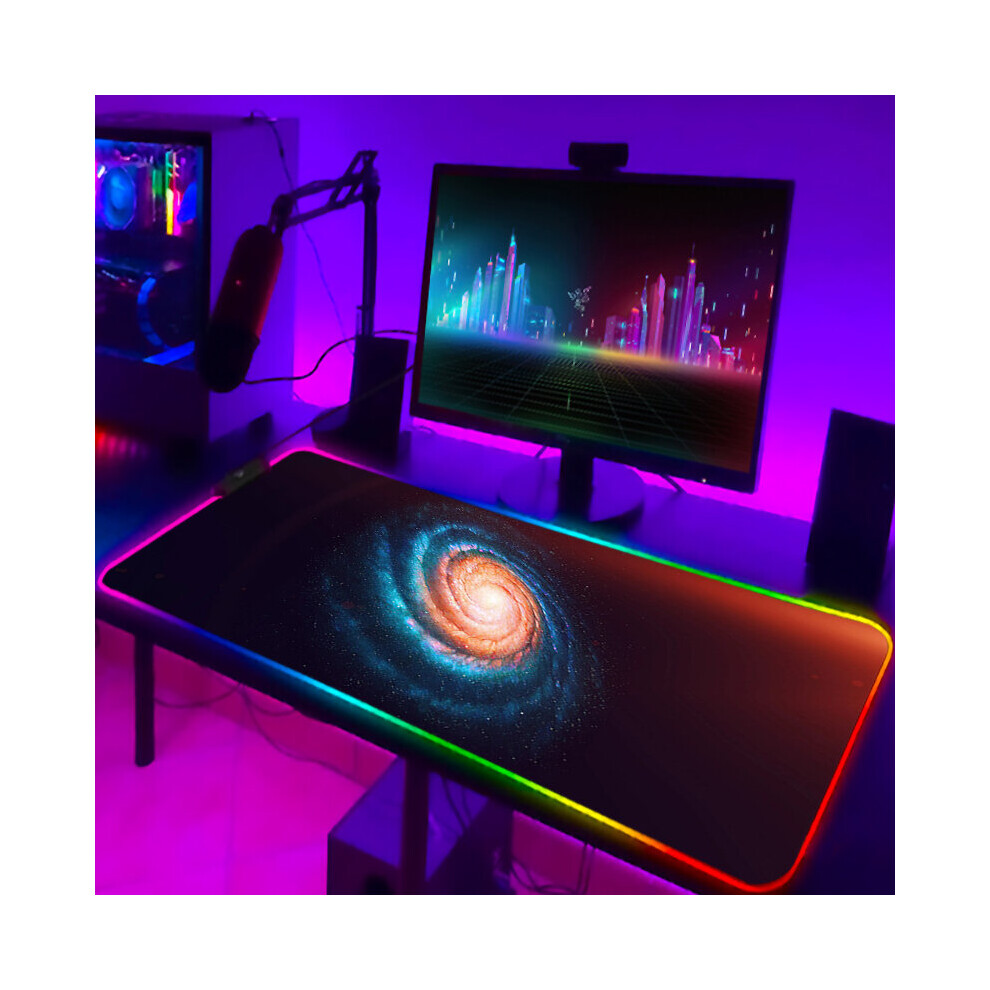 (A-Gb000271 350X900x3mm) Gamer Keyboard Pad Rgb Luminous Outer Space Desk Carpet With Wire Gaming Mouse Mat Backlight Pc Accessories Mousepad Anime Ma 4855357903926