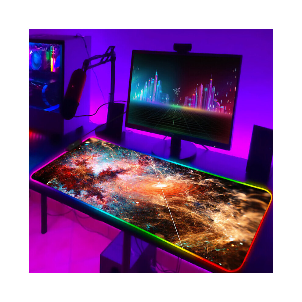 (A-Gb000274 350X600x3mm) Gamer Keyboard Pad Rgb Luminous Outer Space Desk Carpet With Wire Gaming Mouse Mat Backlight Pc Accessories Mousepad Anime Ma 4855357904183