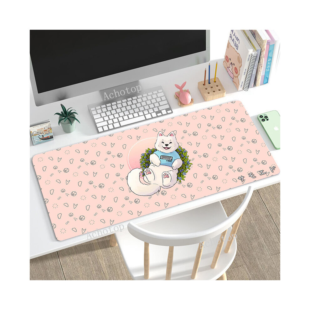 (A-Ep942387 400X700x2mm) Kawaii Mat Mousepad Company Cute Cat Mause Pad Carpet Deskmat 90X40 Mouse Pad Gamer Mechanical Keyboard Gaming Mat Black/Pink 4855357808733