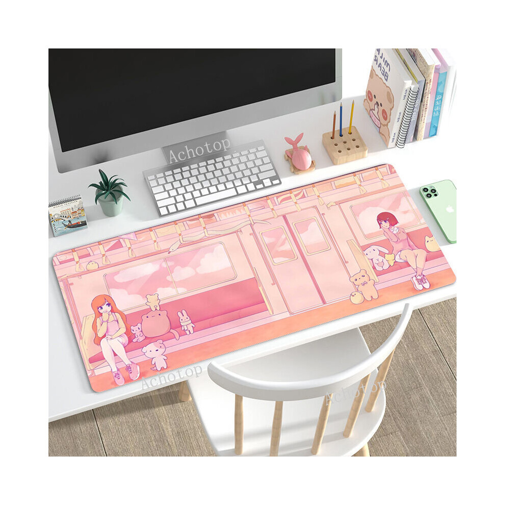 (A-Cn32520 (5) 400X700x2mm) Kawaii Mat Mousepad Company Cute Cat Mause Pad Carpet Deskmat 90X40 Mouse Pad Gamer Mechanical Keyboard Gaming Black/Pink 4855357808375