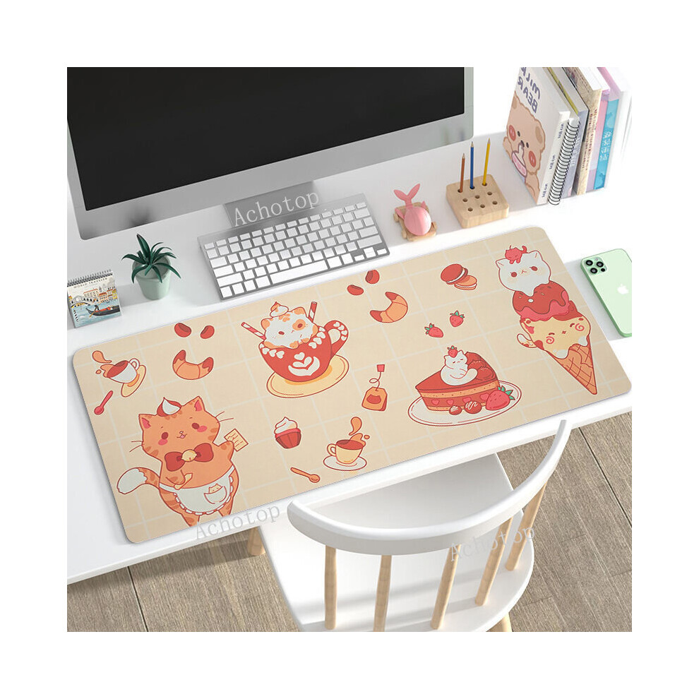 (A-Ly00116 (65) 400X800x2mm) Kawaii Mat Mousepad Company Cute Cat Mause Pad Carpet Deskmat 90X40 Mouse Pad Gamer Mechanical Keyboard Gaming Black/Pink 4855357808832