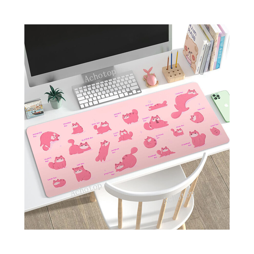 (A-Cn9897 Cat (2) 400X700x2mm) Kawaii Mat Mousepad Company Cute Cat Mause Pad Carpet Deskmat 90X40 Mouse Pad Gamer Mechanical Keyboard Gami Black/Pink 4855357808641