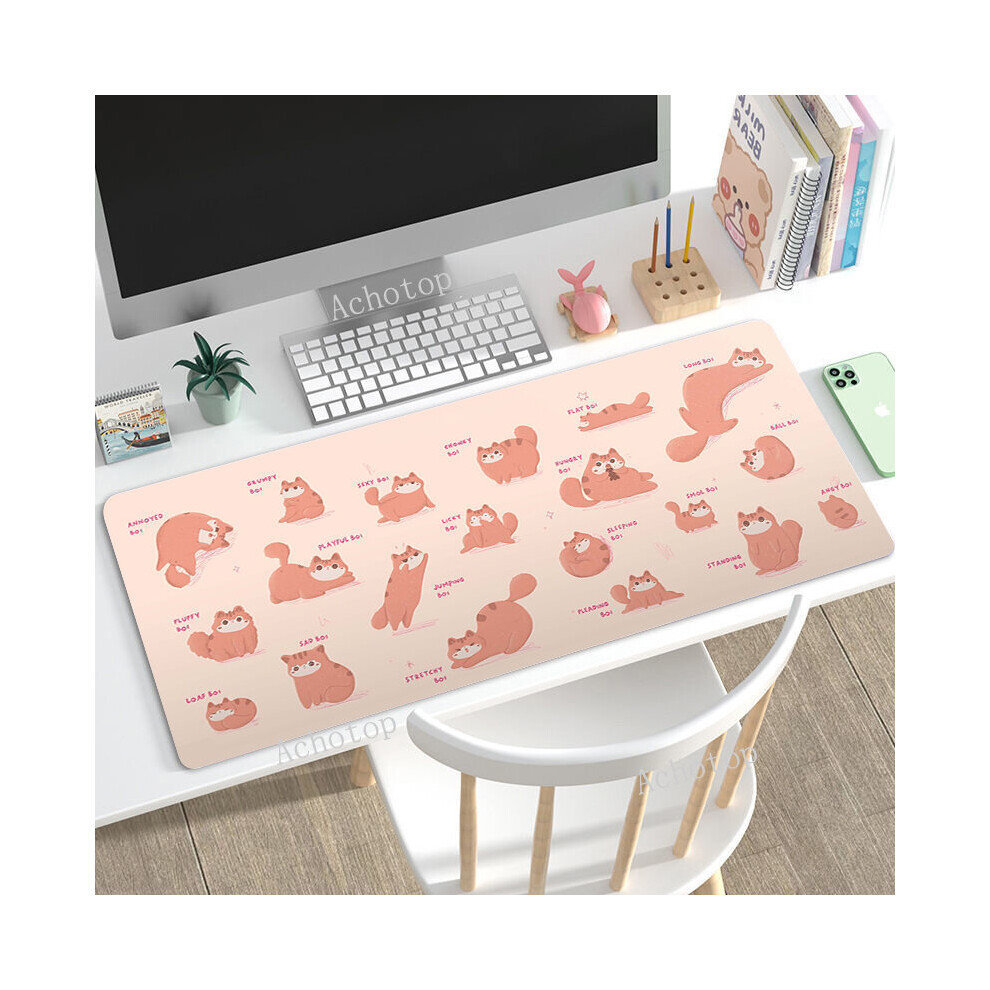 (A-Cn9897 Cat (12) 400X900x3mm) Kawaii Mat Mousepad Company Cute Cat Mause Pad Carpet Deskmat 90X40 Mouse Pad Gamer Mechanical Keyboard Gam Black/Pink 4855357808580