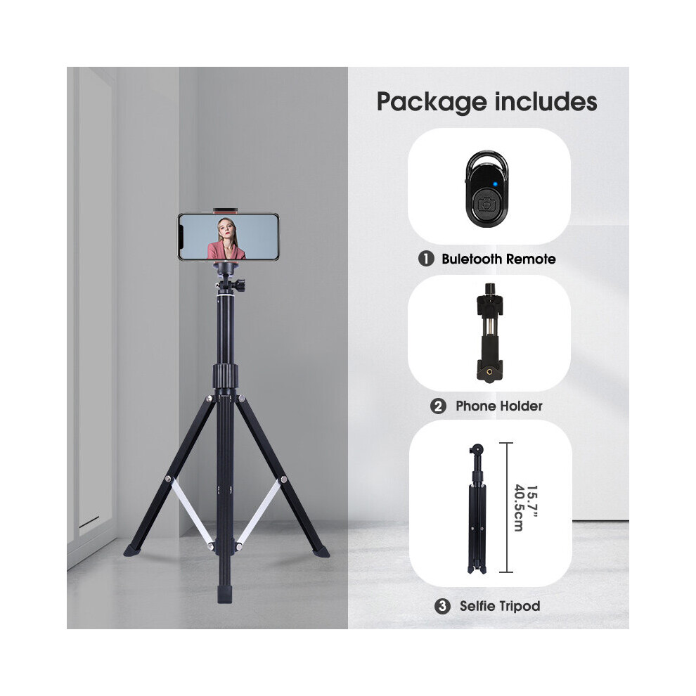 (A-) Selfie Stick Phone Tripod For Iphone Samsung Webcam Gopro Lightweight Camera Tripod Stand With Universal Phone Holder Bluetooth Black 4855008124038