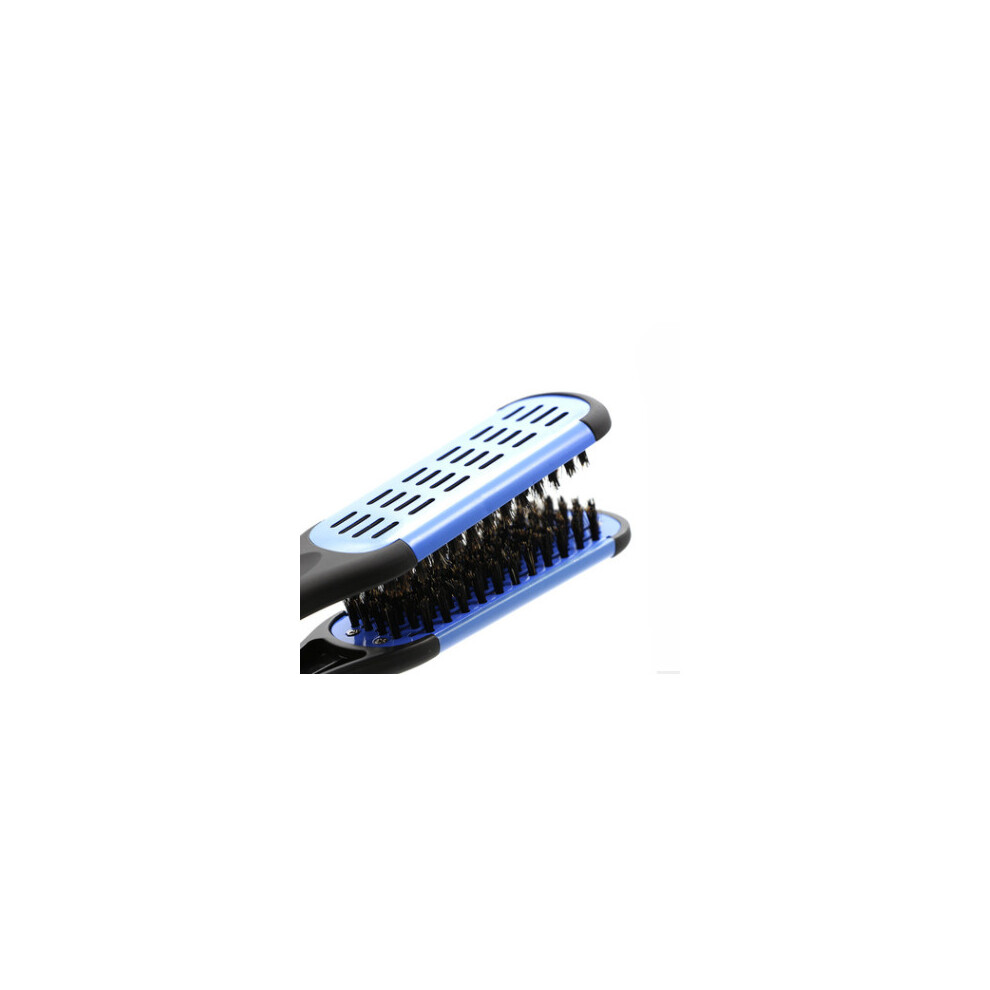 Dechoicelife Unisex Blue (A-) Hair Hairdressing Double Sided Brush Clamp Natural Ceramic Plywood Straightening Comb Fibres Styling Tools Hair Straightener
