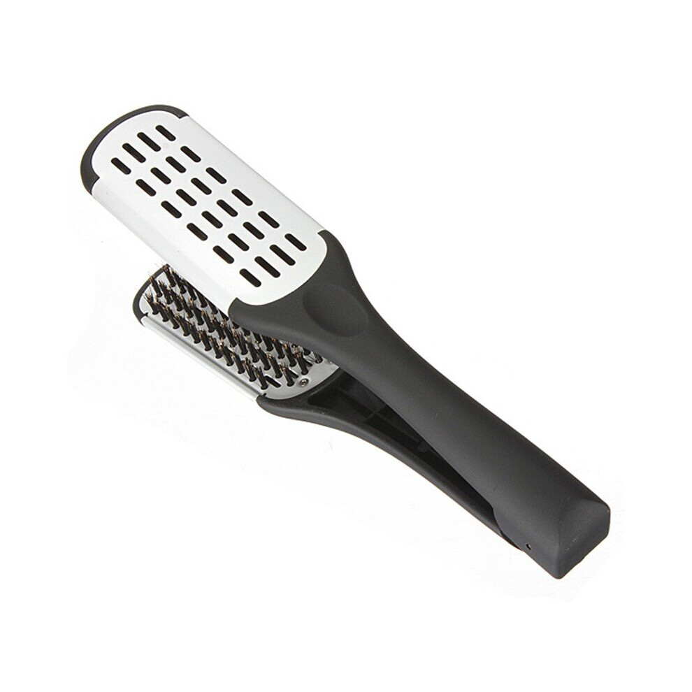 Dechoicelife Unisex White (A-) Hair Hairdressing Double Sided Brush Clamp Natural Ceramic Plywood Straightening Comb Fibres Styling Tools Hair Straightener