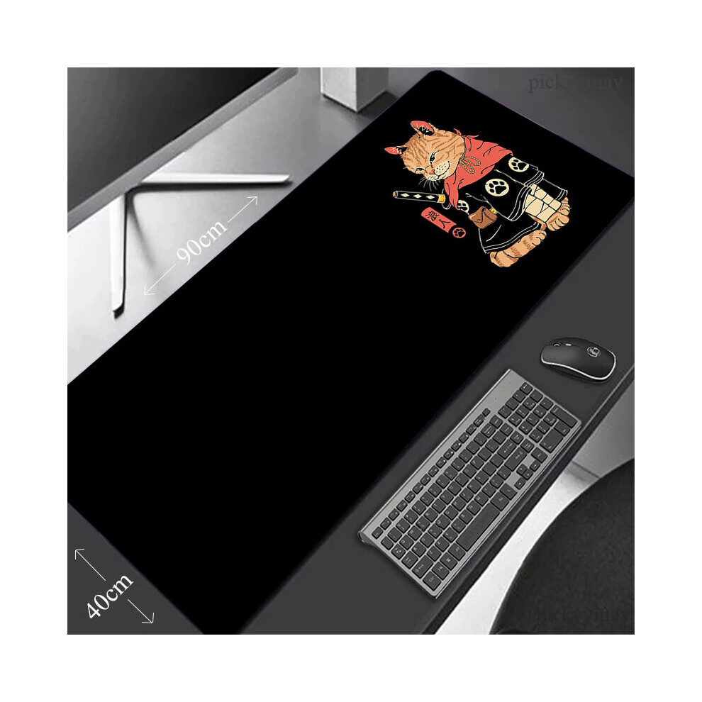 (A-Neko Samurai (6) 400X800x3mm) Samurai Cat Large Mouse Pad 100X50cm Big Computer Mousepads Gaming Mousepad Big Keyboard Mat Gamer Mouse Pads Desk Ma 4855357988688