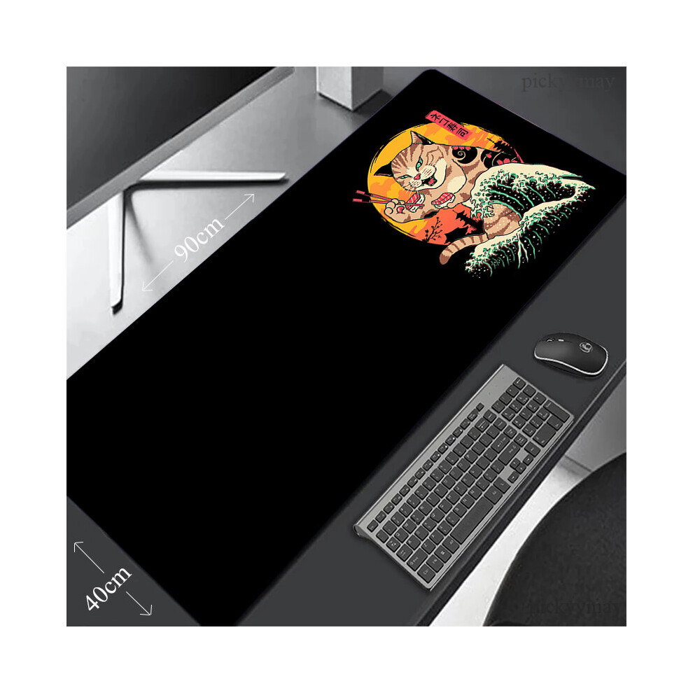 (A-Neko Samurai (4) 400X800x3mm) Samurai Cat Large Mouse Pad 100X50cm Big Computer Mousepads Gaming Mousepad Big Keyboard Mat Gamer Mouse Pads Desk Ma 4855357988343