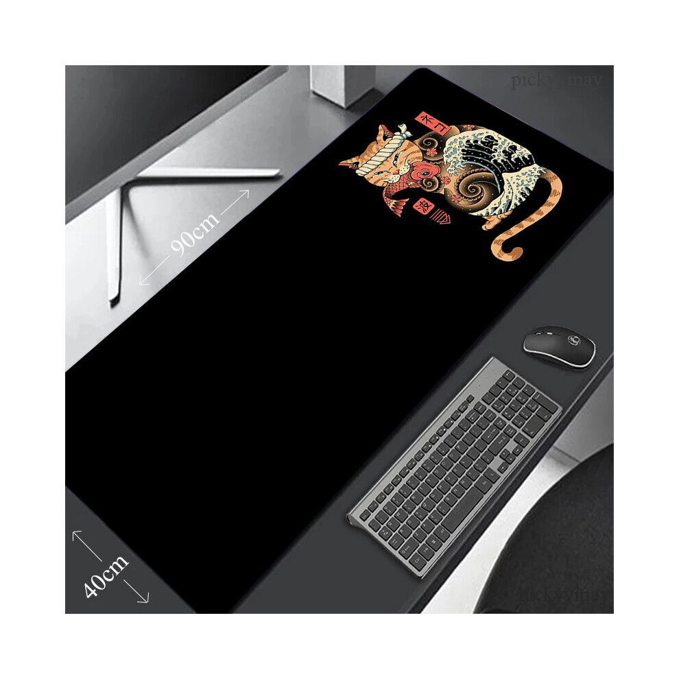(A-Neko Samurai (2) 400X800x3mm) Samurai Cat Large Mouse Pad 100X50cm Big Computer Mousepads Gaming Mousepad Big Keyboard Mat Gamer Mouse Pads Desk Ma 4855357988008