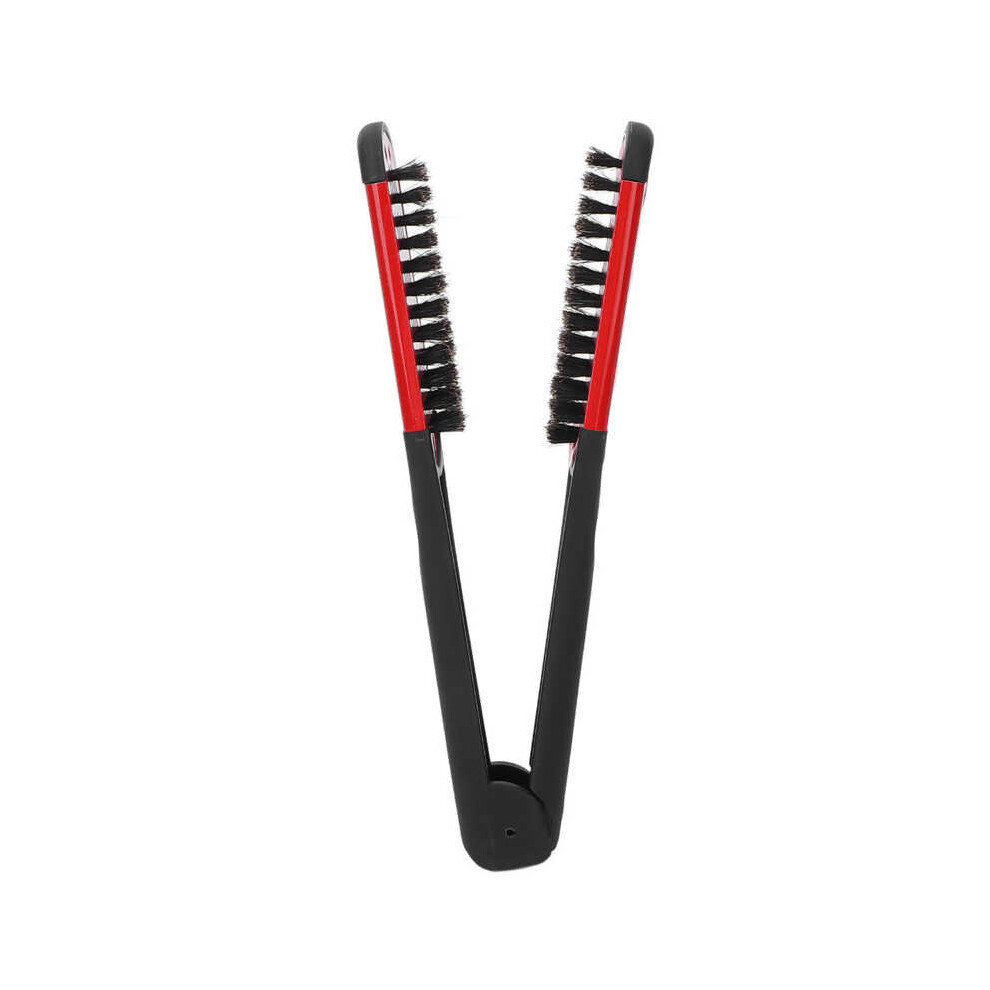 Dechoicelife (A-Red) Straightening Comb Double Sided Brush Clamp Multifunctional Hair Brush Natural Fibres Bristle Hair Comb Hairstylig Tool