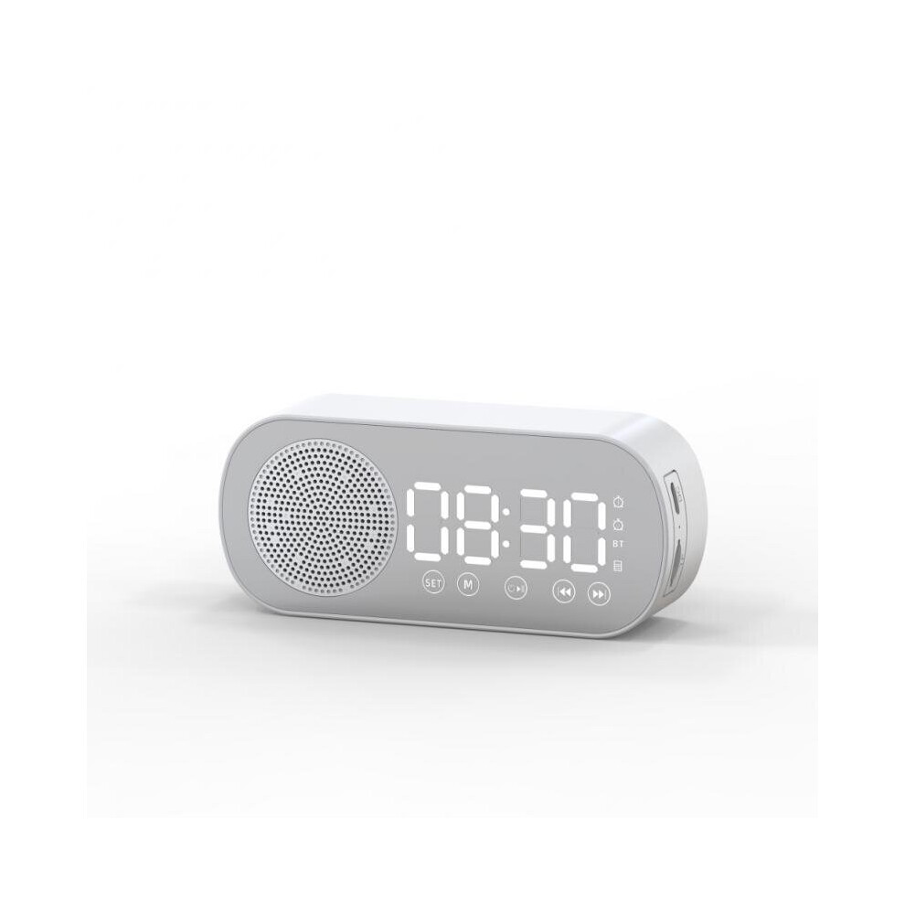 (A-) Wireless Bluetooth Speakers Fm Radio Led Mirror Clocks Subwoofer Music Player Loudspeaker Desktop Alarm Clock Bluetooth Speaker White 4855059761251
