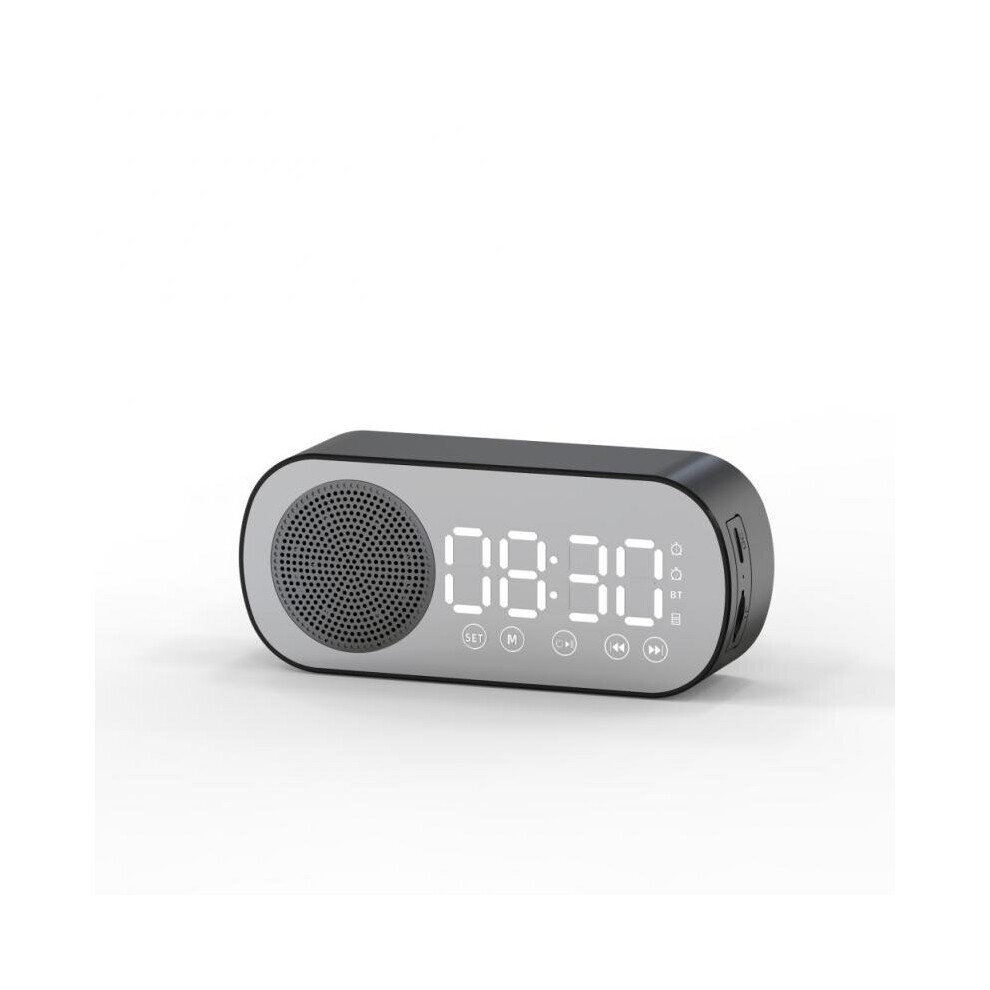 (A-) Wireless Bluetooth Speakers Fm Radio Led Mirror Clocks Subwoofer Music Player Loudspeaker Desktop Alarm Clock Bluetooth Speaker Black 4855059761220