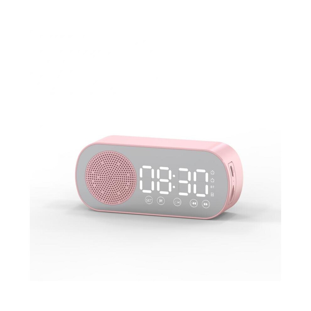 (A-) Portable Wireless Bluetooth 5.0 Speaker Column Super Bass Stereo Subwoofer With Tf Aux Mirror Alarm Clock Fm Receiver Radio Pink 4855059761329