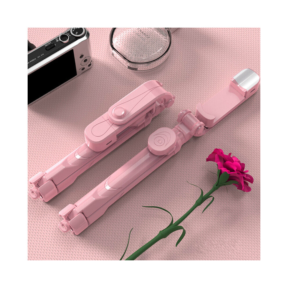 (A-) Bluetooth Selfie Stick Mobile Phone Holder Retractable Portable Multifunctional Mini Tripod With Wireless Remote Shutter Pink 4852056953955