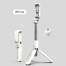 (a-White Bundle 1) Extendable Wireless Selfie Stick Tripod L02 Integrated Mobile Phone Self Stick With Bluetooth Remote For IPhone Samsung Dropship