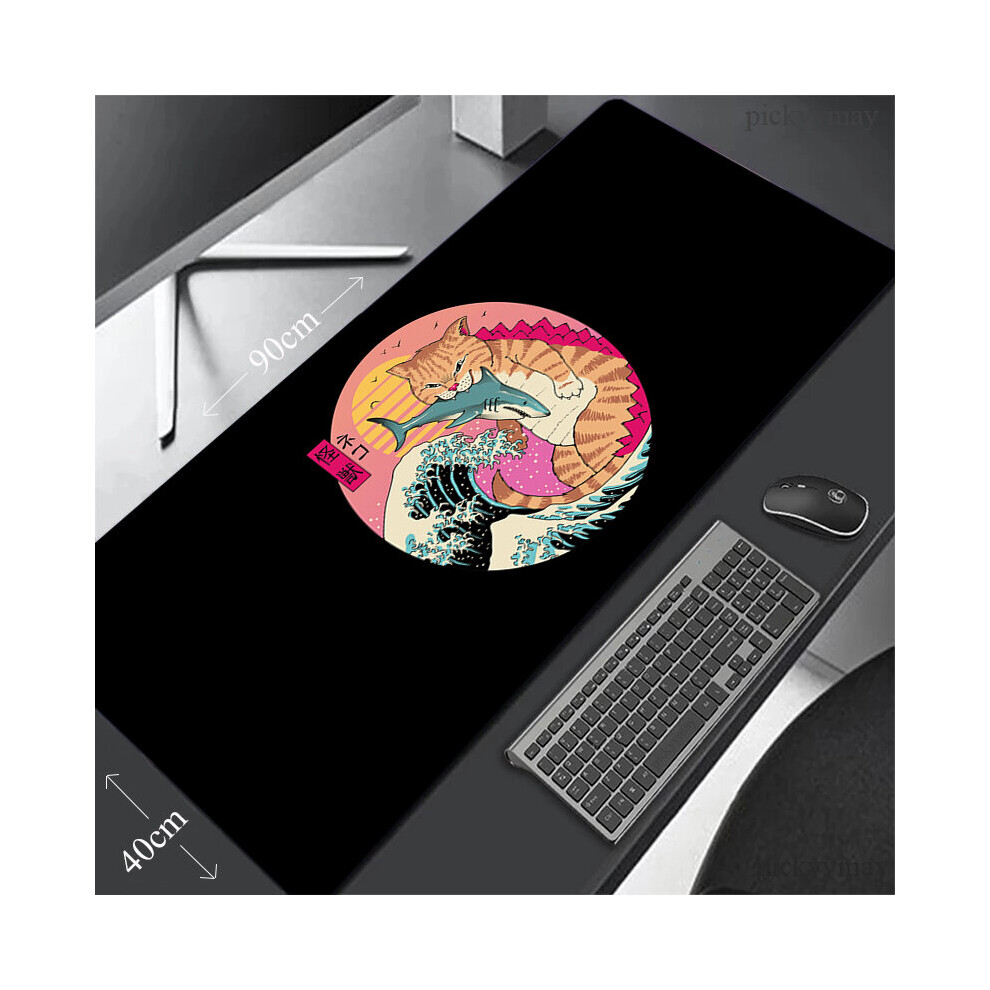 (A-Neko Ramen (13) 350X900x3mm) Samurai Cat Large Mouse Pad 100X50cm Big Computer Mousepads Gaming Mousepad Big Keyboard Mat Gamer Mouse Pads Desk Mat 4855357987285